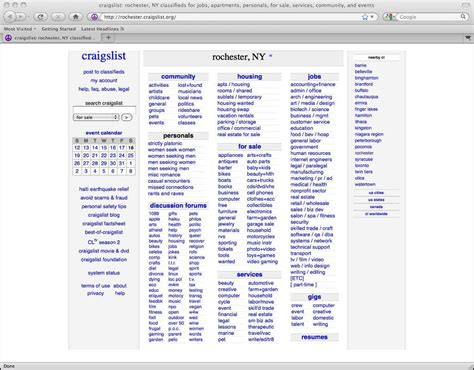 craigslist provides local classifieds and forums for jobs, housing, for sale, services, local community, and events. . Craigslist of rochester